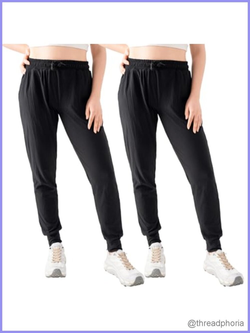 2 Pack Women's Joggers with Pockets Drawstring Sweatpants Yoga Lounge